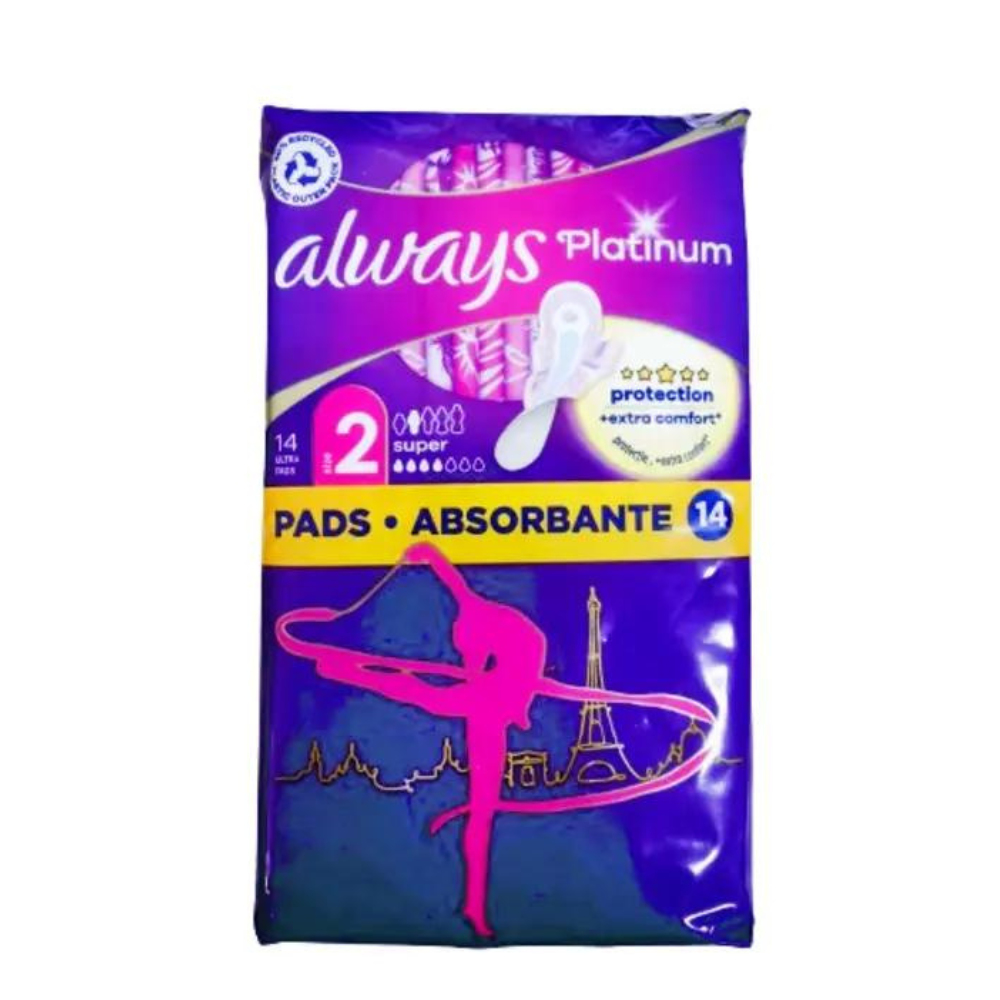 Absorbante Always Platinum Ultra Super Plus Duo, 14 bucati, Marimea 2, P&G