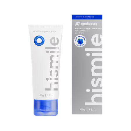 Pasta de dinti 2 in 1 A+ Whitening, Zmeura albastra, 100 g, Hismile