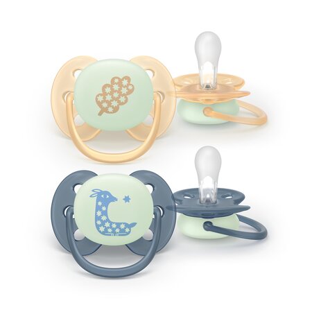 Set suzete fosforescenta Ultra Soft Avent, 6-18 luni, SCF094/03, 2 bucati, Philips 801523