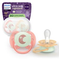 Set suzete fosforescente Ultra Soft Avent, 0-6 luni, SCF094/02, 2 bucati, Philips