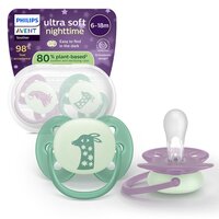 Set suzete fosforescente Ultra Soft Avent, Wild, 6-18 luni, 2 bucati, Philips