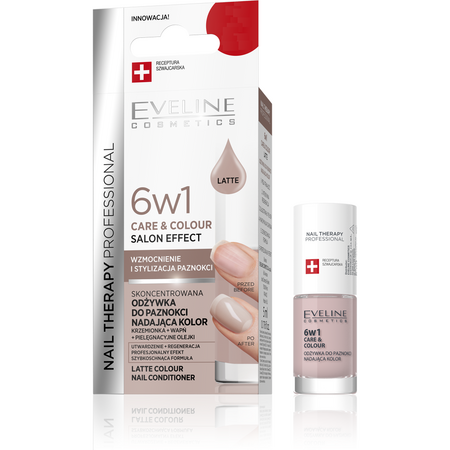 Tratament pentru unghii 6 in 1 Care & Colour, Latte, 5 ml, Eveline Cosmetics
