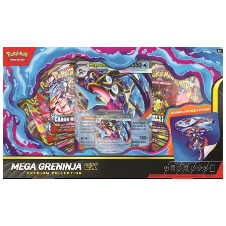 Set premium Pokemon TCG cu Mega Greninja ex si pachete booster, Pokemon