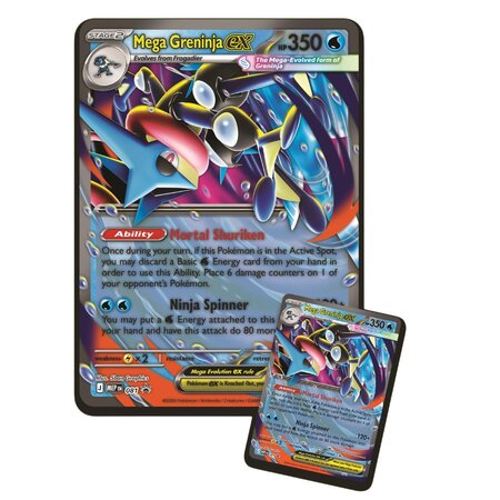 Set premium Pokemon TCG cu Mega Greninja ex si pachete booster, 6 ani+, Pokemon 800823