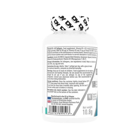 Vitamin D3+K2, 60 capsule, Dy Nutrition 800829