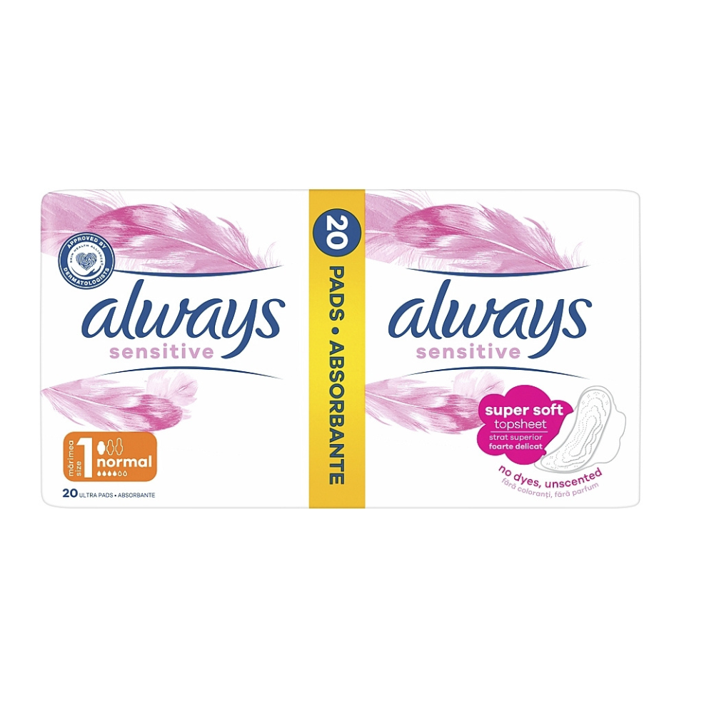 Absorbante Always Sensitive Duo Pack Ultra Normal Plus, 20 bucati, P&G