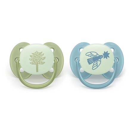 Set suzete fosforescente Ultra Soft Avent, Leaf, +18 luni, SCF094/05, Philips 800983