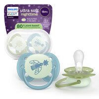 Set suzete fosforescente Ultra Soft Avent, Leaf, +18 luni, SCF094/05, Philips