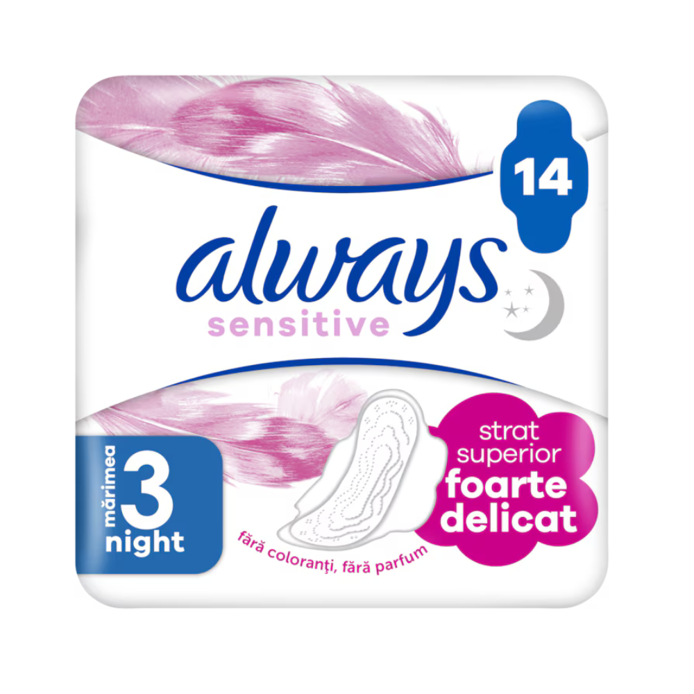 Absorbante Ultra Sensitive Night, 14 bucati, Always