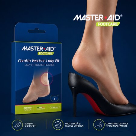 Plasturi hidrocoloidali sterili pentru vezicule, 42 x 62 mm, Lady Fit, 6 bucati, Master-Aid 805427