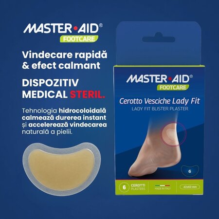 Plasturi hidrocoloidali sterili pentru vezicule, 42 x 62 mm, Lady Fit, 6 bucati, Master-Aid 805431