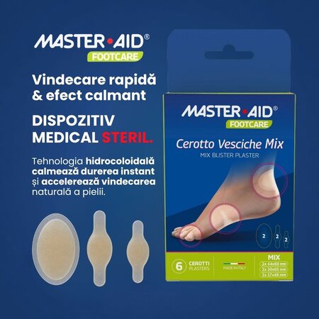 Plasturi hidrocoloidali sterili pentru vezicule, Mixt, 6 bucati, Master-Aid 805418