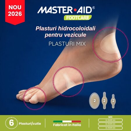 Plasturi hidrocoloidali sterili pentru vezicule, Mixt, 6 bucati, Master-Aid 805417