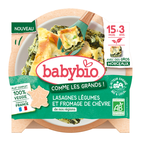 Meniu bio lasagna cu legume si branza de capra, 15 luni+, 200 g, Babybio