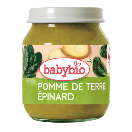 Piure bio de cartofi si spanac, 4 luni+, 130 g, Babybio