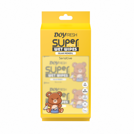 Servetele umede Super Mini Yellow, 8 pachete x 8 bucati, Doyfresh