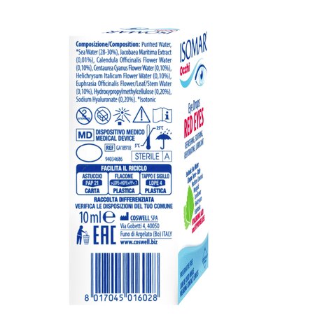 Picaturi oftalmice pentru ochi rosii cu apa de mare izotonica, 10 ml, Isomar 802248
