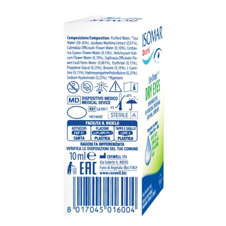 Picaturi oftalmice pentru ochi uscati cu apa de mare hipotonica, 10 ml, Isomar 802254