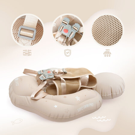 Colac gonflabil de inot pentru bebelusi Swim Pro, Beige, 6-36 luni, Sipo 802290