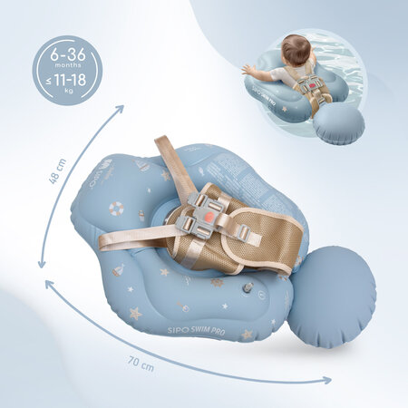 Colac gonflabil de inot pentru bebelusi Swim Pro, Bleu, 6-36 luni, Sipo 802308