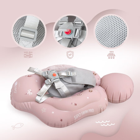 Colac gonflabil de inot pentru bebelusi Swim Pro, Pink, 6-36 luni, Sipo 802336
