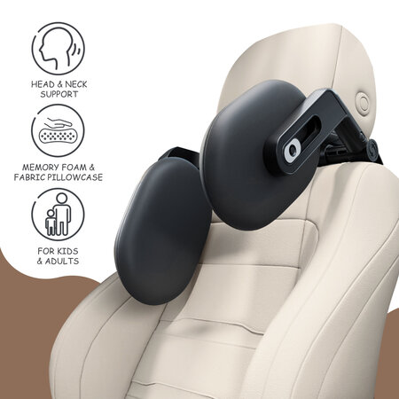 Tetiera auto reglabila cu memory foam pentru copii si adulti, Negru, Sipo 802347