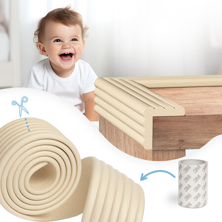 Banda protectie pentru colturi si muchii mobilier, 2 m x 75 mm, Crem, Sipo 802377