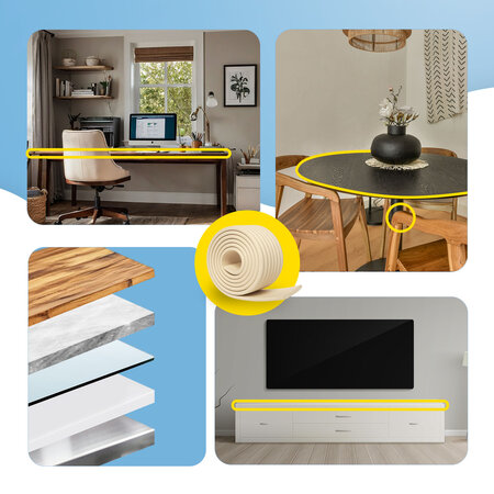 Banda protectie pentru colturi si muchii mobilier, 2 m x 75 mm, Crem, Sipo 802383