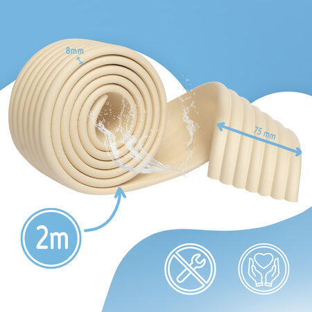 Banda protectie pentru colturi si muchii mobilier, 2 m x 75 mm, Crem, Sipo 802378