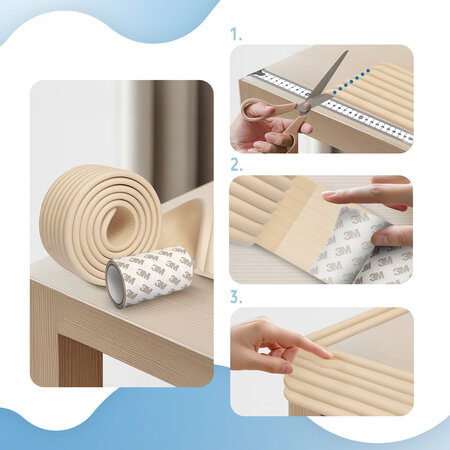 Banda protectie pentru colturi si muchii mobilier, 2 m x 75 mm, Crem, Sipo 802382