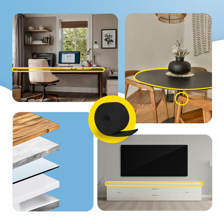 Banda protectie pentru colturi si muchii mobilier, 2 m x 75 mm, Negru, Sipo 802396