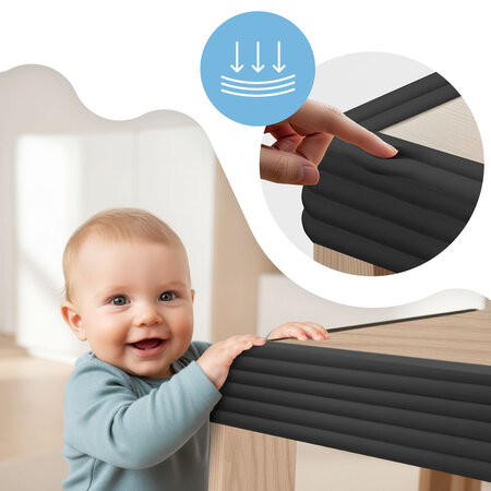 Banda protectie pentru colturi si muchii mobilier, 2 m x 75 mm, Negru, Sipo 802393