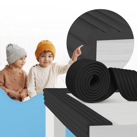 Banda protectie pentru colturi si muchii mobilier, 2 m x 75 mm, Negru, Sipo 802392