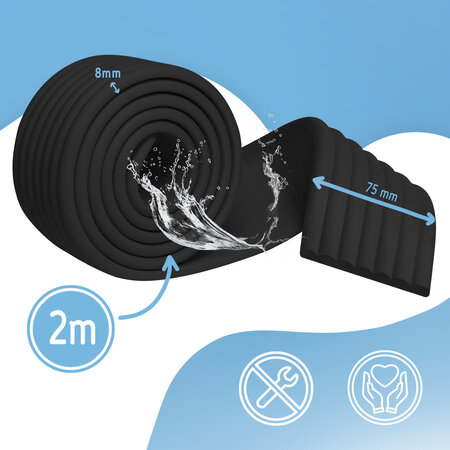 Banda protectie pentru colturi si muchii mobilier, 2 m x 75 mm, Negru, Sipo 802391