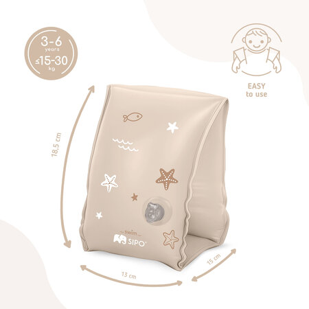 Aripioare gonflabile de inot pentru copii, Beige, 3-6 ani, Sipo 802433