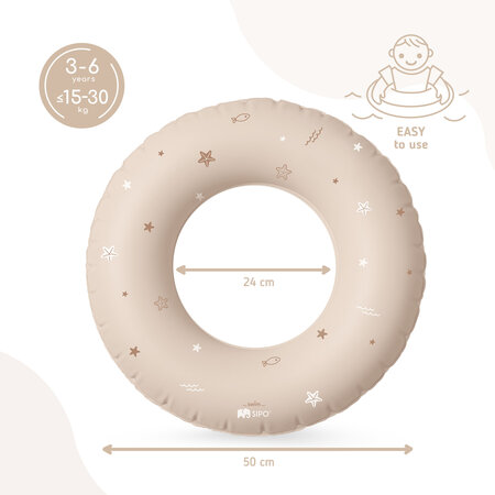 Colac gonflabil de inot pentru copii, 50 cm, Beige, 3-6 ani, Sipo 802444