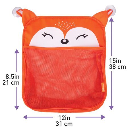 Organizator pentru jucarii de baie cu buzunar din plasa si ventuze, Vulpe, Dreambaby 802527