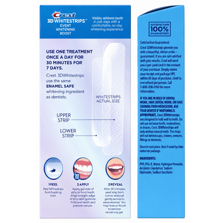 Benzi pentru albirea dintilor 3D White Event Whitening, 49 g, Crest 802782