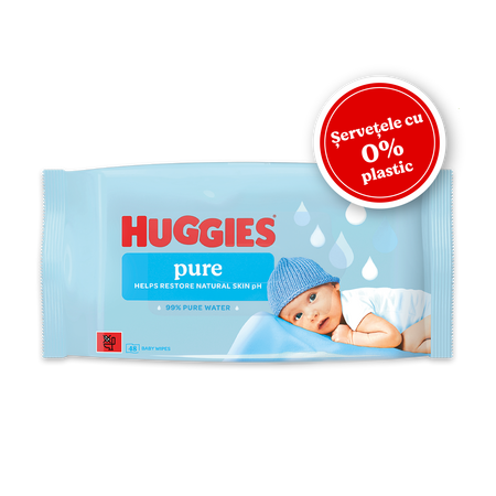 Servetele umede fara plastic Pure, 3 x 48 bucati, Huggies 804914