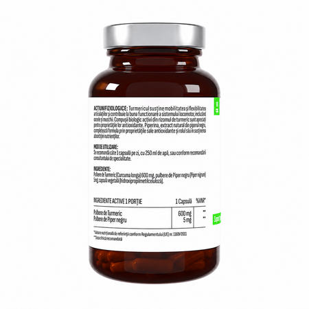 Curcumin 600 mg + Piper Negru 5 mg, 60 capsule, Health Evolution 803614