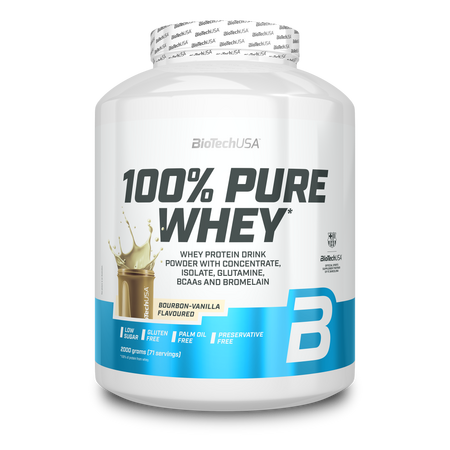 Supliment alimentar cu proteine din zer si aminoacizi Pure Whey, Bourbon VAnilla, 2 kg, BioTechUSA