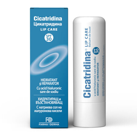Balsam de buze hidratant si reparator cu SPF 30 si acid hialuronic, 5.5 ml, Cicatridina