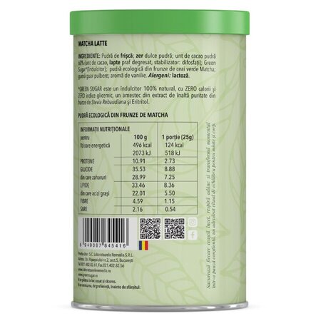 Matcha latte cu Green Sugar, 200 g, Laboratoarele Remedia 803885