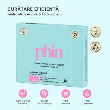 Prosoape faciale XL de unica folosinta, 10 bucati, Phin 804591