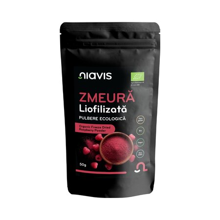 Zmeura liofilizata pulbere ecologica, 50 g, Niavis