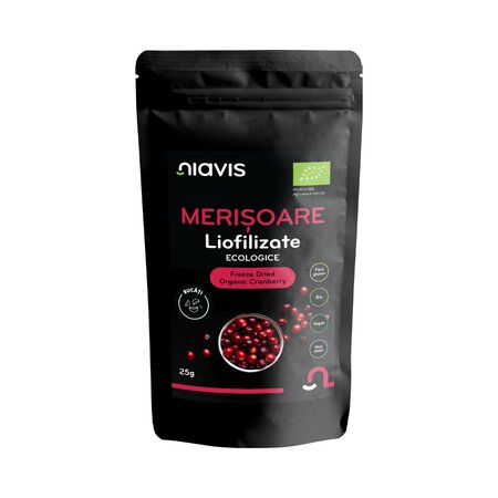 Merisoare liofilizate bucati ecologice, 25 g, Niavis