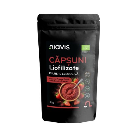 Capsuni liofilizate pulbere ecologica, 50 g, Niavis