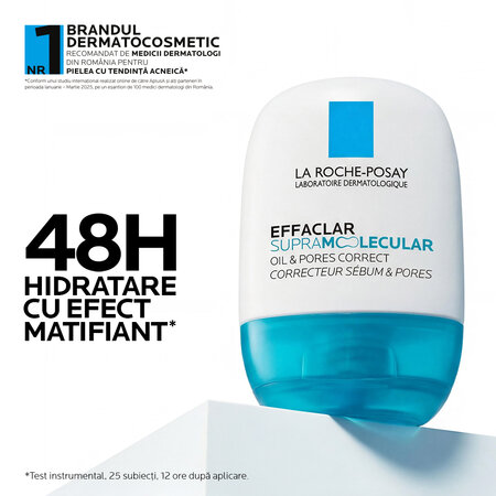Gel-crema matifiant pentru exces de sebum si pori vizibili Effaclar Supramolecular, 40 ml, La Roche-Posay 805182