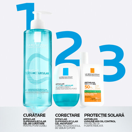 Gel-crema matifiant pentru exces de sebum si pori vizibili Effaclar Supramolecular, 40 ml, La Roche-Posay 805189
