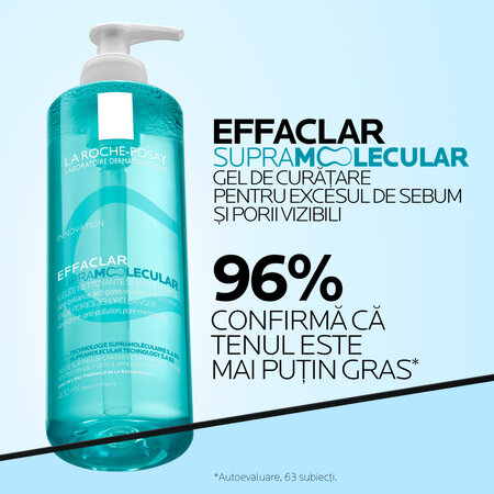 Gel de curatare pentru exces de sebum si pori vizibili Effaclar Supramolecular, 400 ml, La Roche-Posay 805203